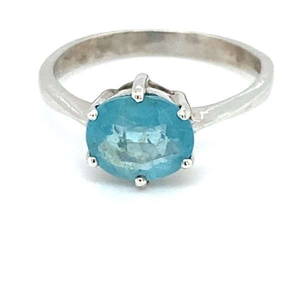 Blue Apatite 2.30ct Platinum Solid Silver Ring - Picture 1 of 6